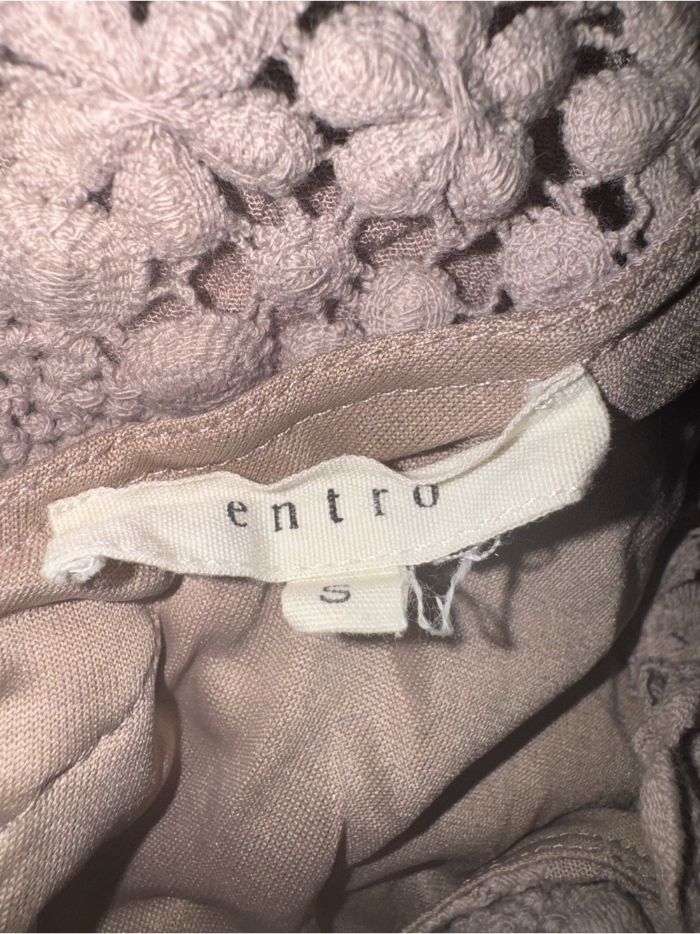 entro Crochet-Front Mini Dress in Taupe - Picture 4 of 4